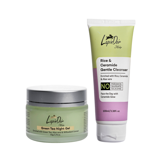 Green Tea Night Gel & Rice & Ceramide Face wash Combo