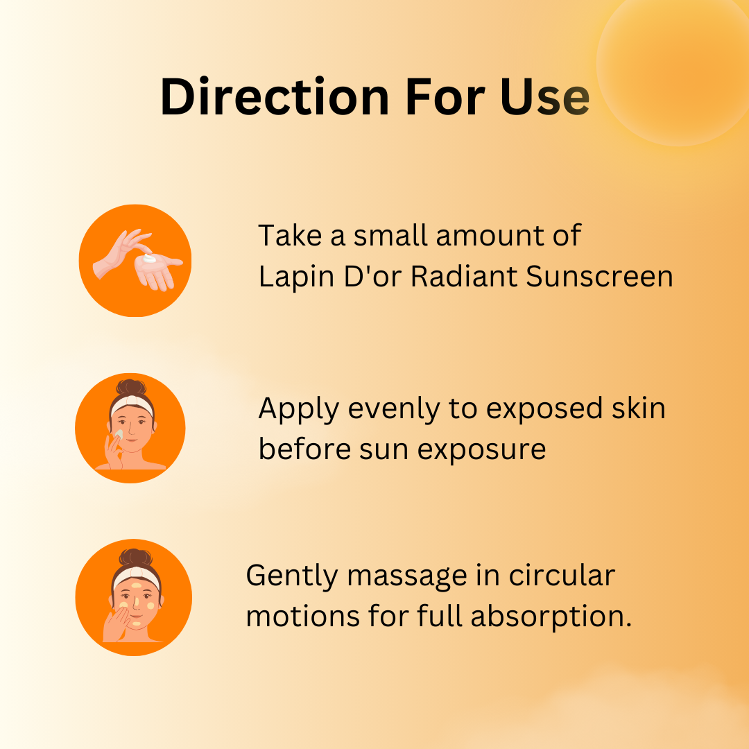 Radiant Sun Protection SPF 50 direction for use