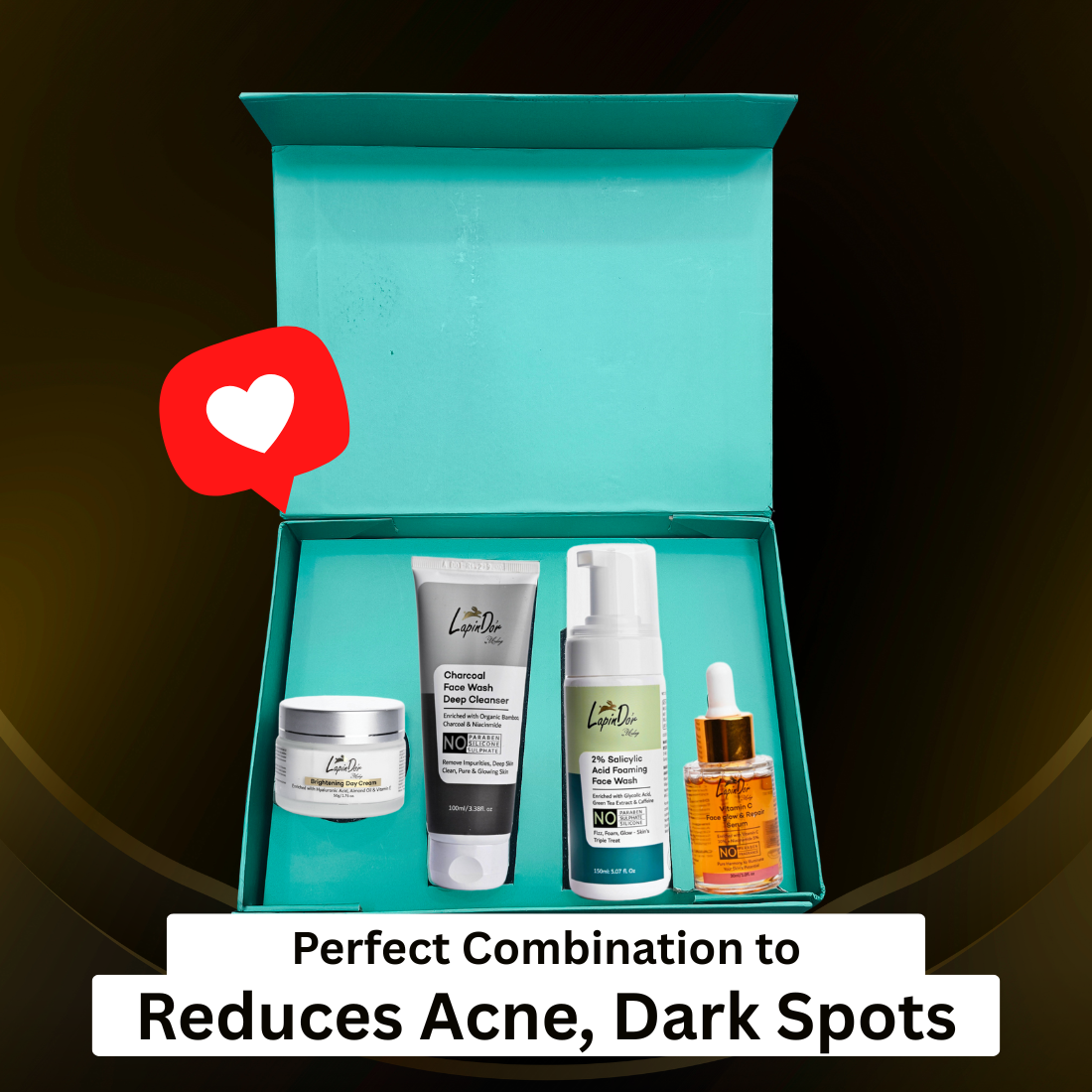 Premium Skincare Kit - Face Serum, Cream and Face Wash to Reduce Acne, Dark Spots, Pigmentation