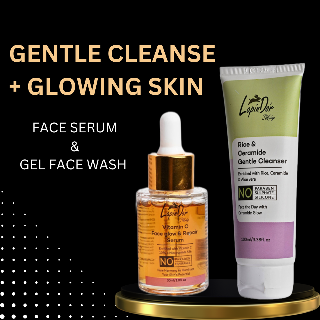 Vitamin C Face Serum and Rice & Ceramide Face Cleanser Combo