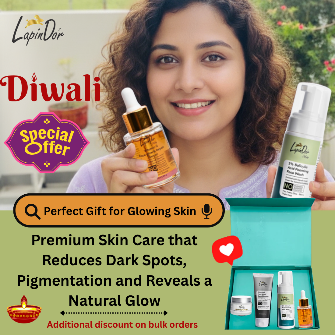 Premium Skincare Kit - Face Serum, Cream and Face Wash to Reduce Acne, Dark Spots, Pigmentation