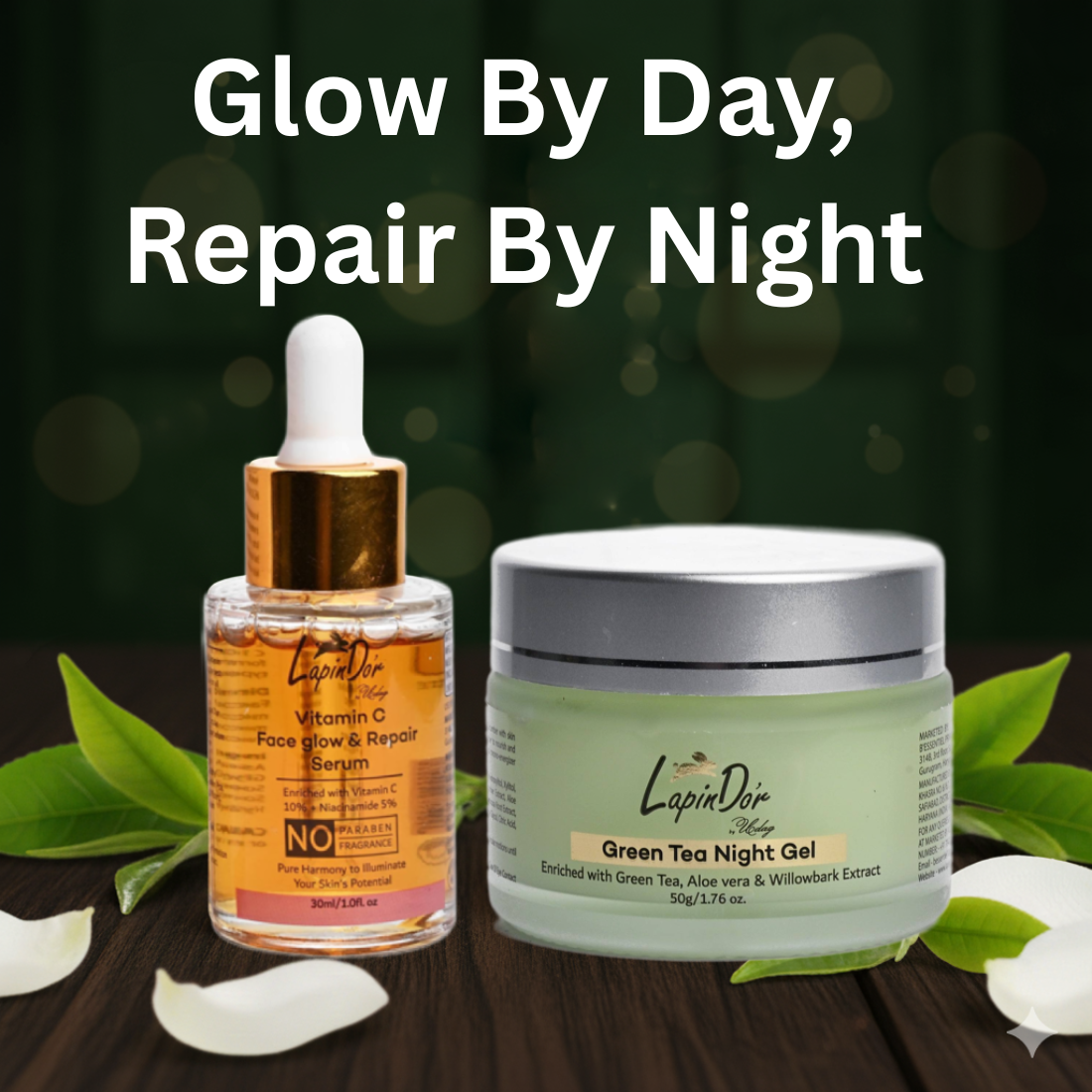 Vitamin C Face Serum & Green Tea Night Gel Combo