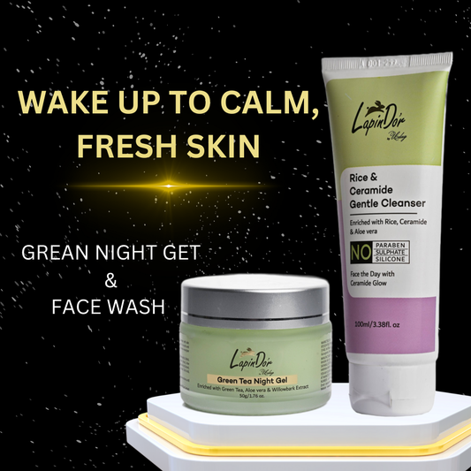 Green Tea Night Gel and Rice & Ceramide Face wash Combo